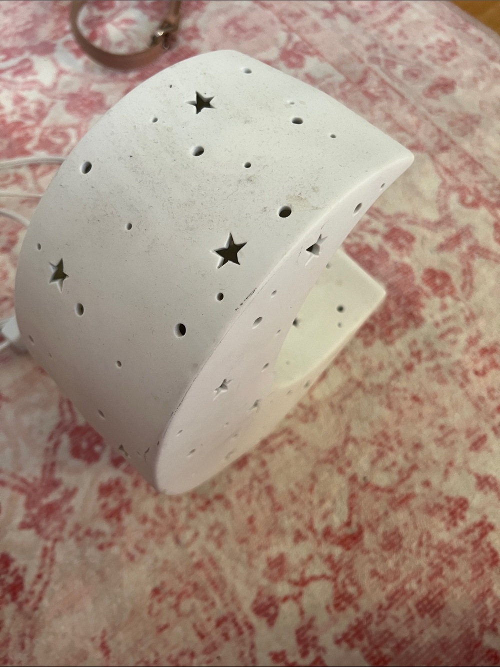 Cost Plus World Market White Crescent Moon Night Lamp with Star Cutouts - Picture 5 of 6